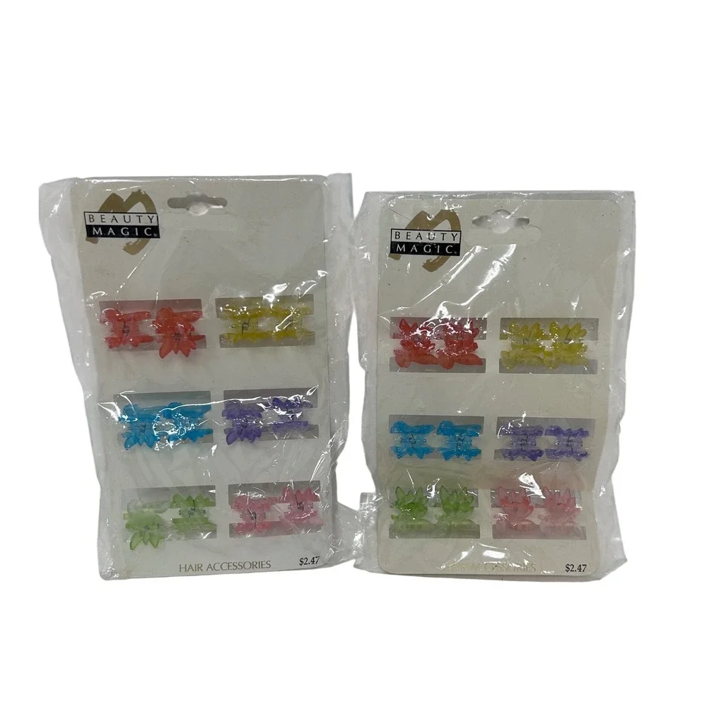 Vintage 90s Beauty‎ Magic Mini Butterfly Hair Claw Clips 2 Packs 24 Total NOS